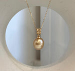 Elly’s 12.4x13.3mm Deep Tea Gold South Sea Pearl Pendant | Genuine Saltwater Pearl | Mirror Luster | S925 Silver | Flaw on Back