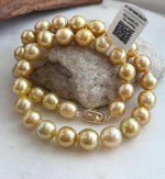 Thirty-five golden South Sea pearls strung into one necklace