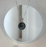 Tahitian pearl pendant set in crystal-accented S925 sterling silver