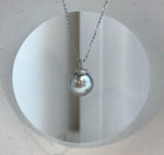 Elly’s 12.8mm Silver Taupe Pearl Persimmon Pendant Necklace | Lustrous Pearl | S925 Sterling Silver | 1.9cm