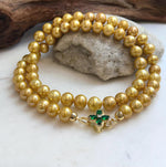 Golden Edison pearl necklace with mirror luster.