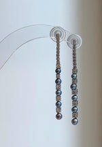 S925 sterling silver earrings with blue and green freshwater pearls.