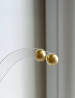 Deep tea gold South Sea pearl studs in S925 sterling silver.