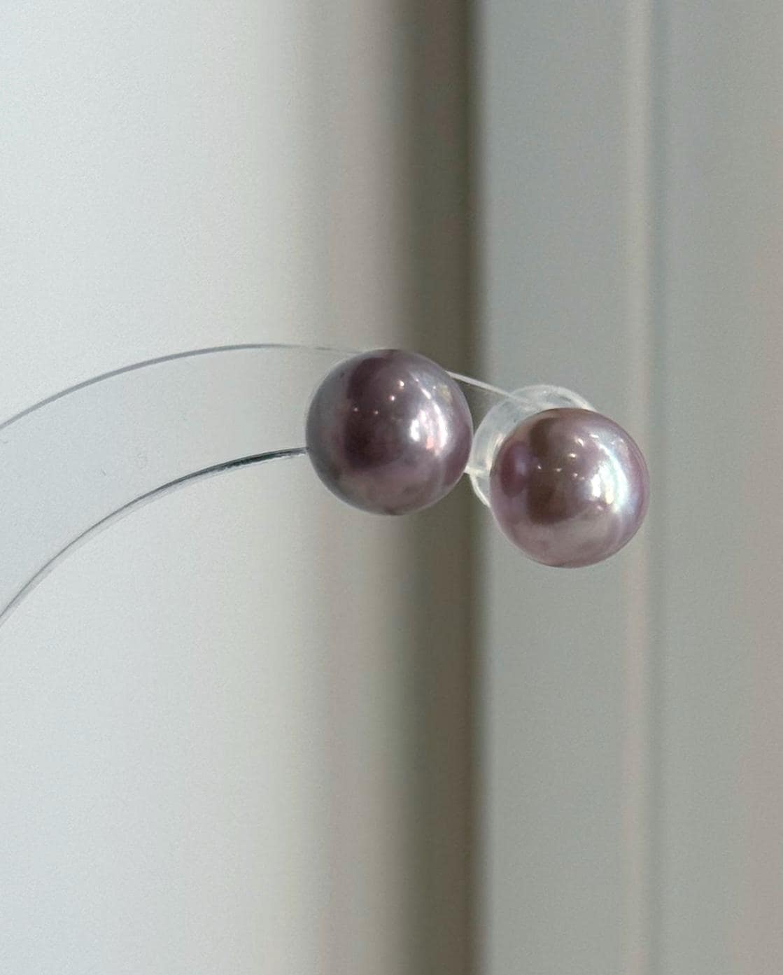S925 sterling silver pearl jewelry set in rose lavender tones.