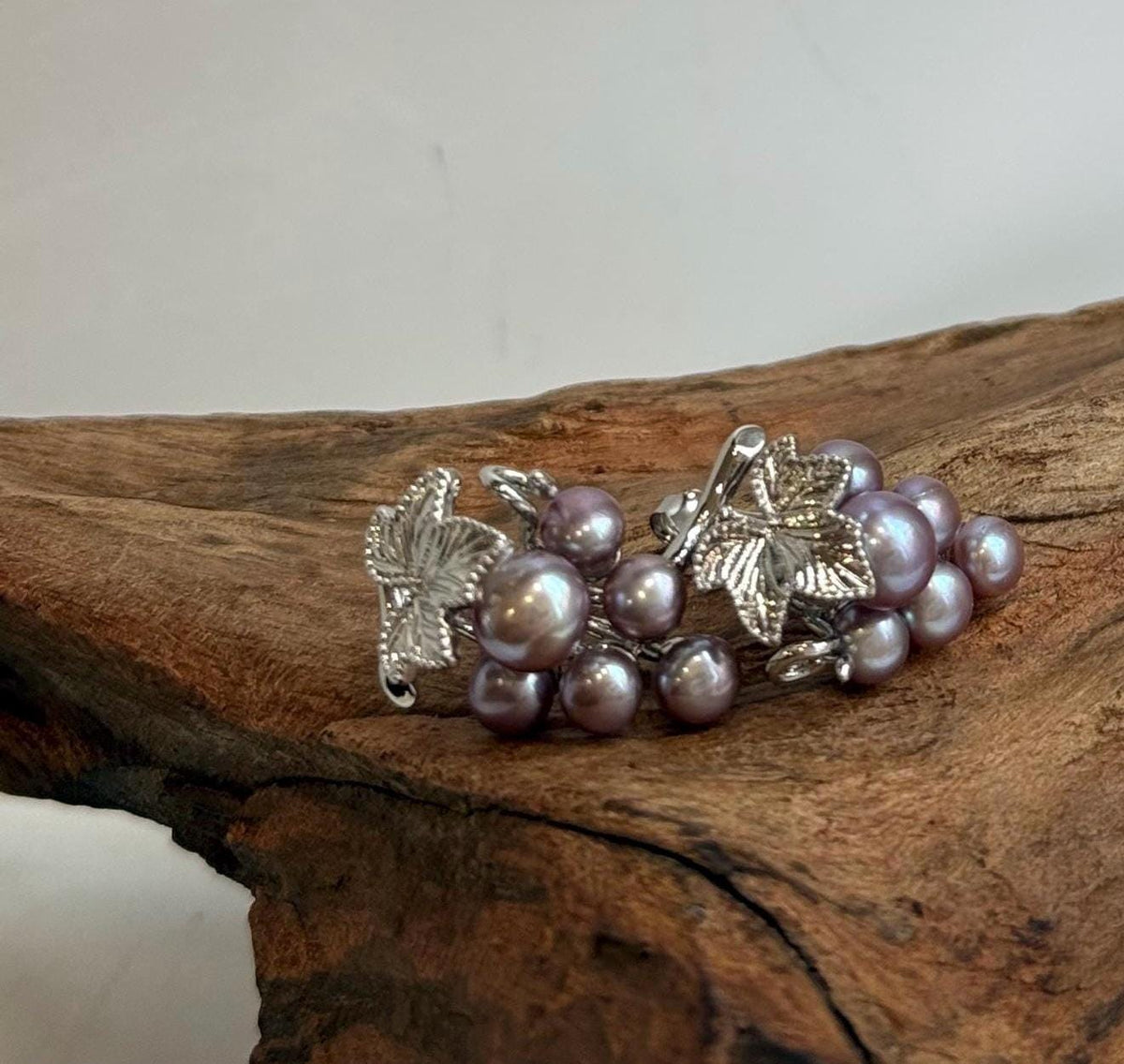 Genuine freshwater pearl grape earrings with organic keshi shapes.
