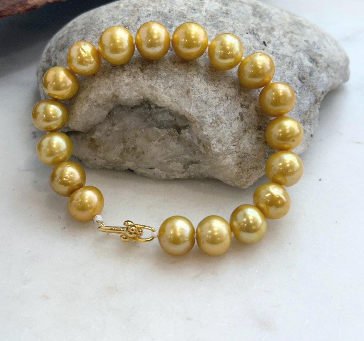 Genuine Edison freshwater pearls with golden color
