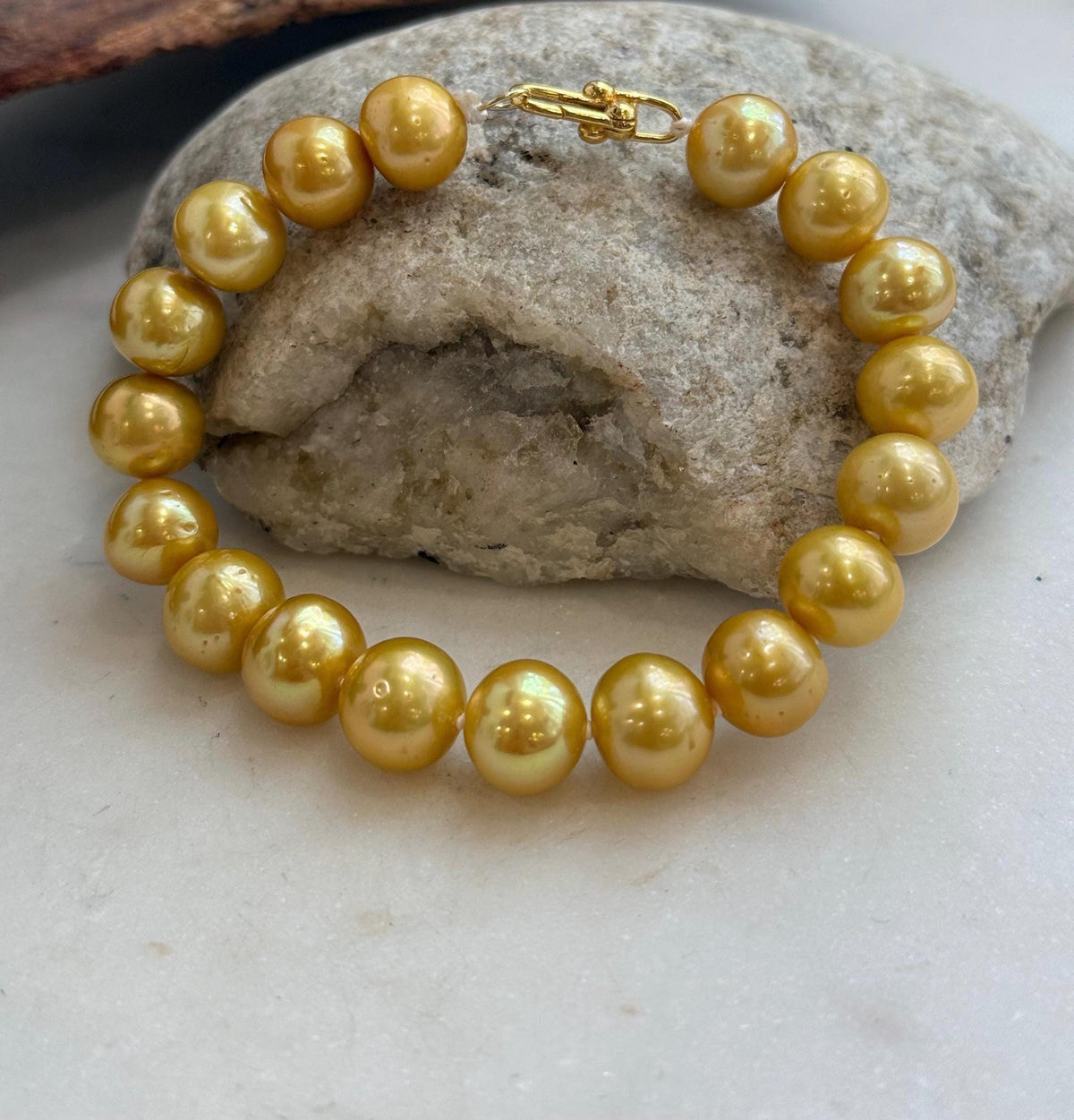 Genuine golden pearl bracelet with S925 silver clasp