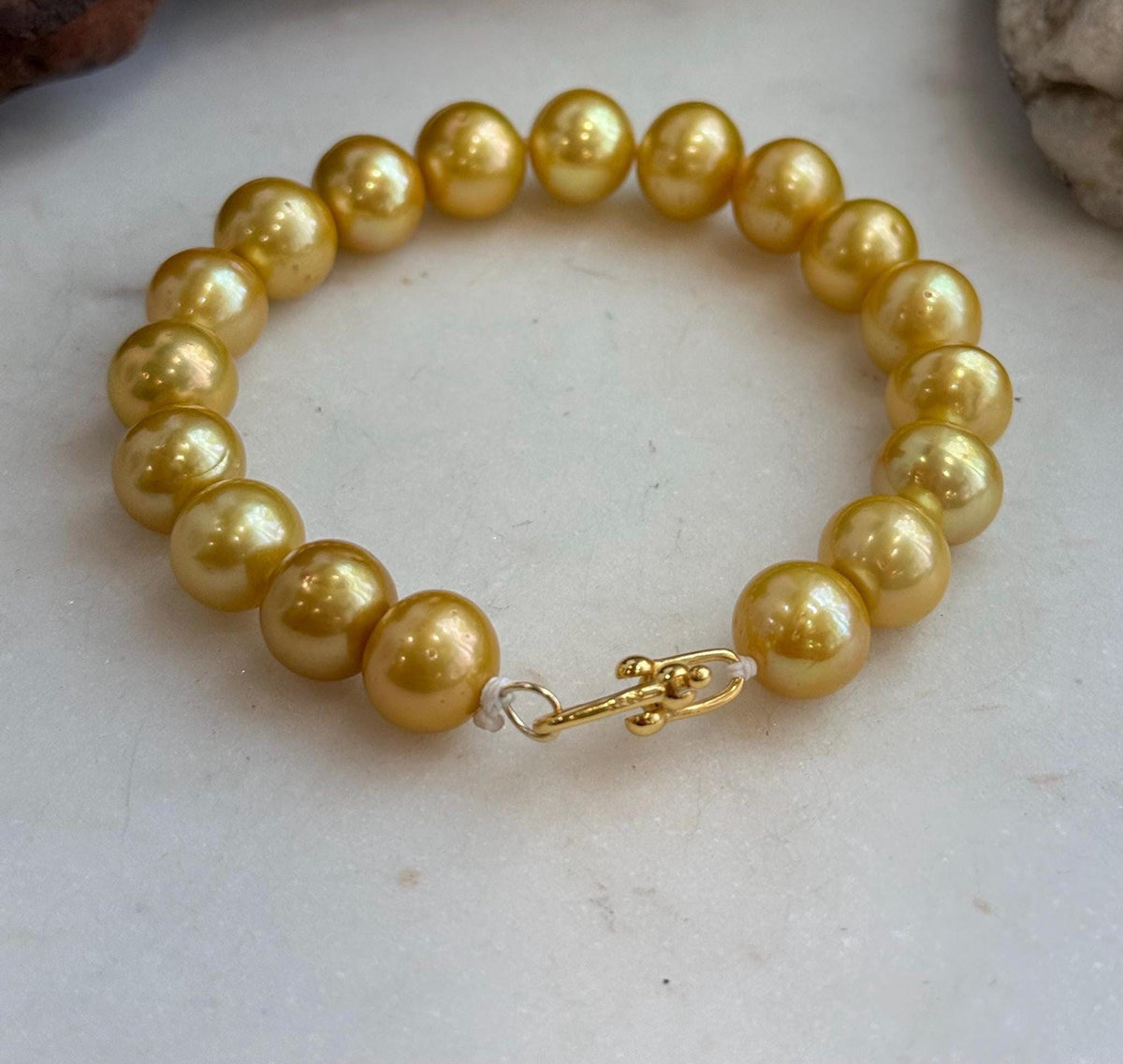 Golden Edison pearl strand with sterling silver clasp