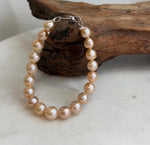 Peach golden freshwater pearl bracelet with mirror luster