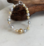 Multicolor bracelet with 24 genuine saltwater pearls and an S925 sterling silver clasp.