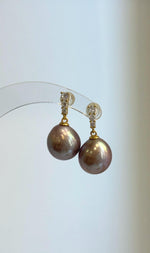 Statement 12.5mm Edison pearl earrings with high luster surface
