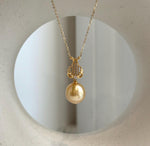 Deep tea gold pearl pendant combining warm pearl tones with S925 sterling silver.