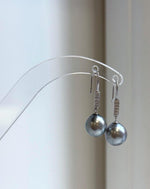 Platinum gray pearl drop earrings with S925 silver hooks