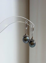 Gray pearl earrings with S925 sterling silver hooks