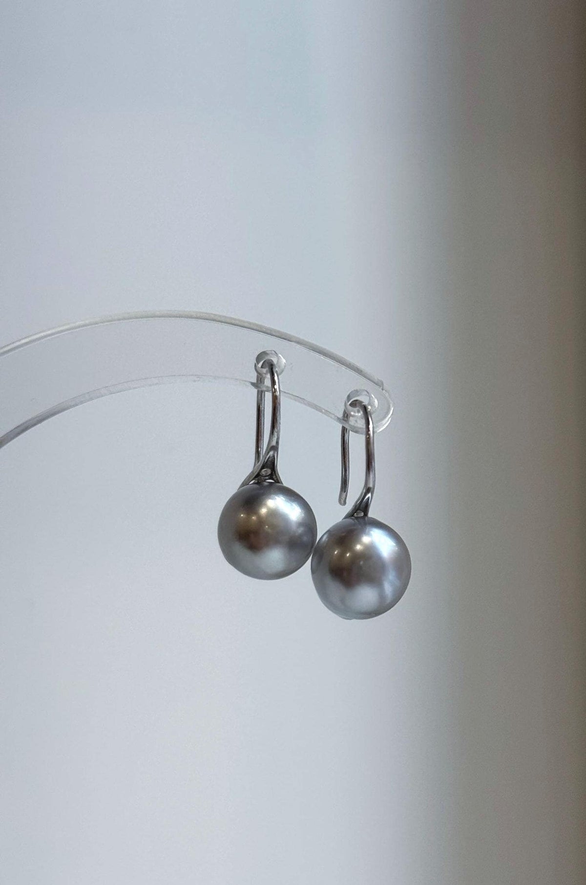Lustrous Tahitian pearl drops with sterling silver hooks