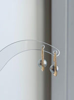 Silver blue Akoya pearl earrings with curved S925 sterling silver hooks.