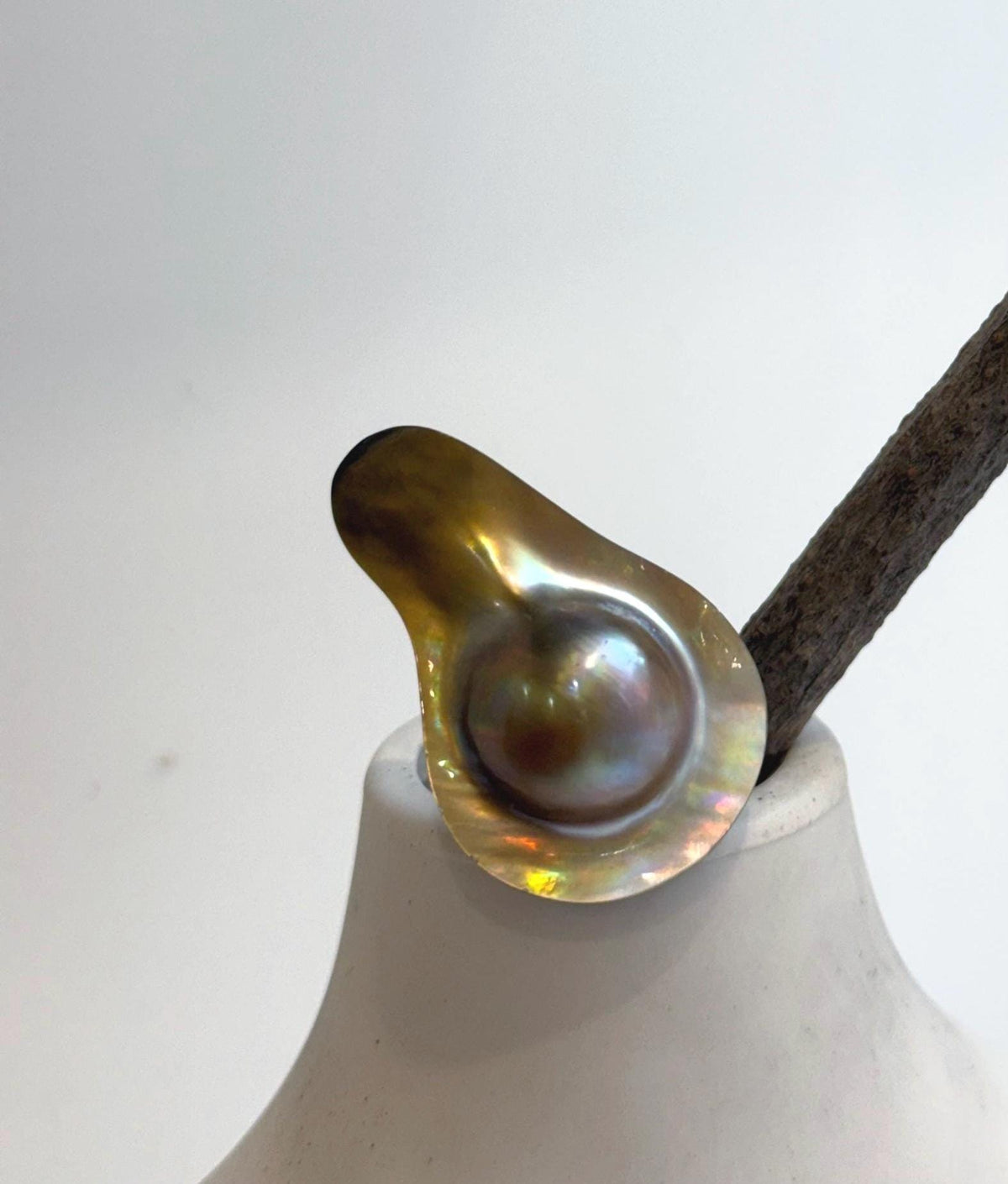Iridescent ocean pearl statement ring