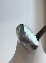 Rainbow iridescent mabe pearl statement ring