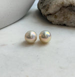 Champagne gold Edison pearl stud earrings in S925 sterling silver