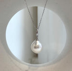 Large ocean pearl necklace with S925 sterling silver detailing.