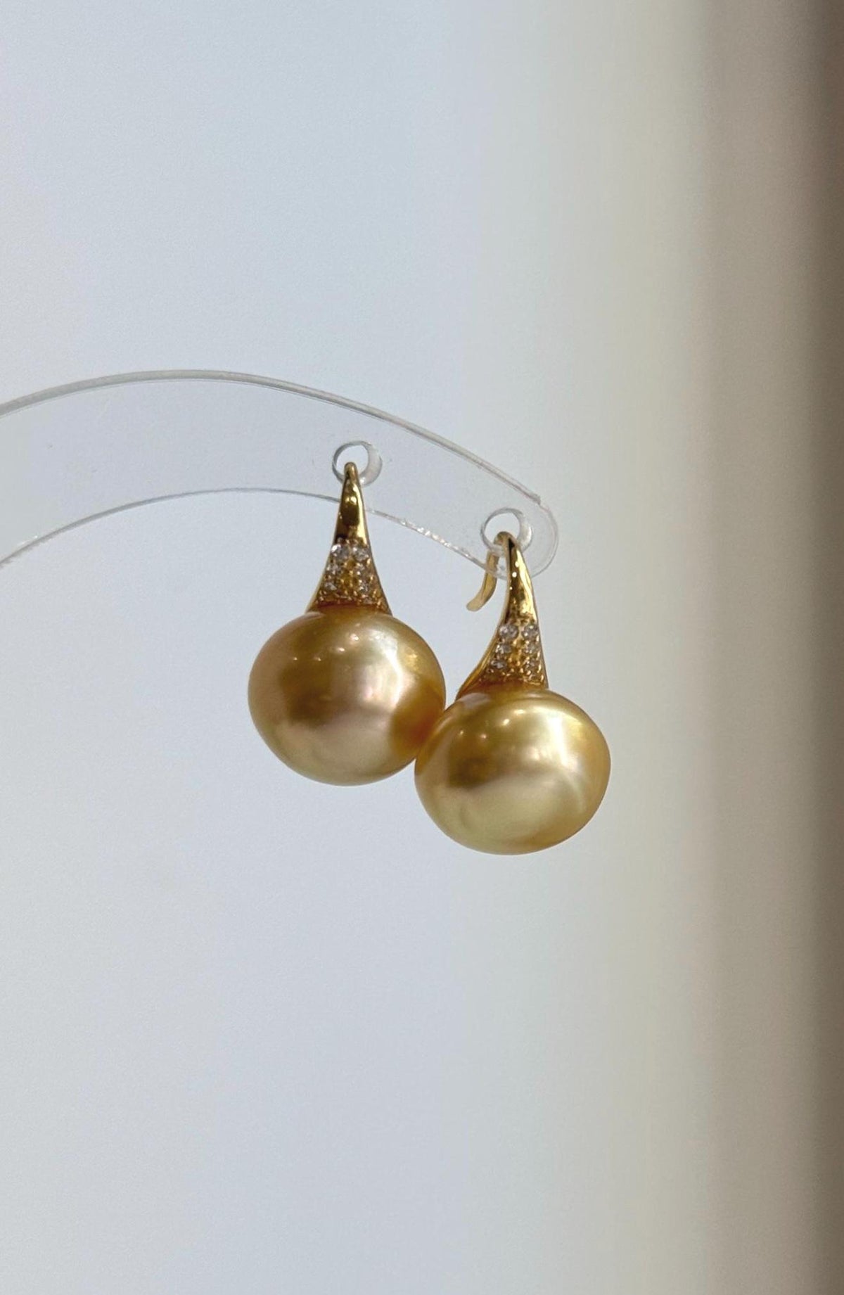South Sea saltwater pearl earrings with high-heel inspired sterling silver settings.