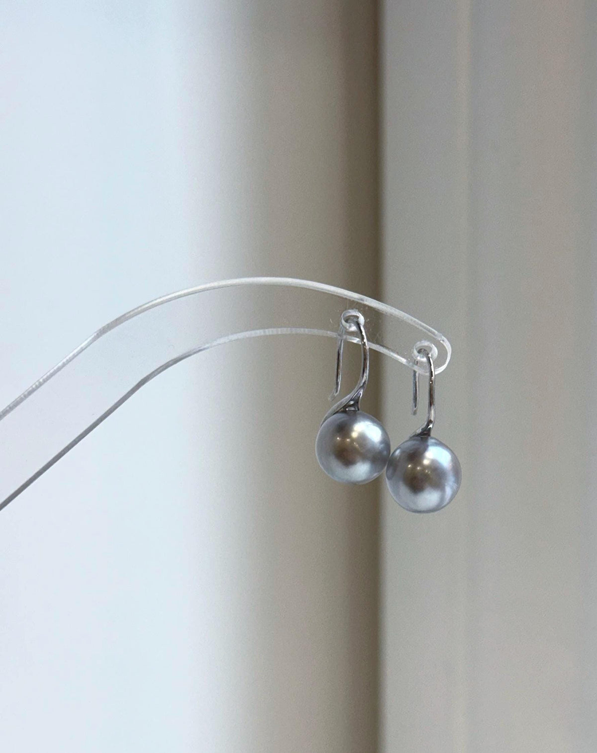 Platinum gray pearl drops on sterling silver hooks