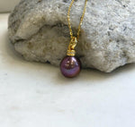 Raspberry rose pearl pendant and earring set combining mirror luster with S925 sterling silver.