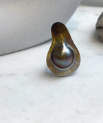 Extreme luster gold mabe pearl ring