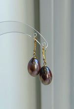 Rose gold Edison pearl leverback earrings in sterling silver