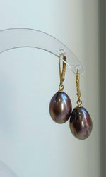 Rose gold pearl earrings with S925 sterling silver leverback hooks