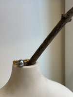 Lustrous Tahitian pearl ring with a delicate gold-plated silver band
