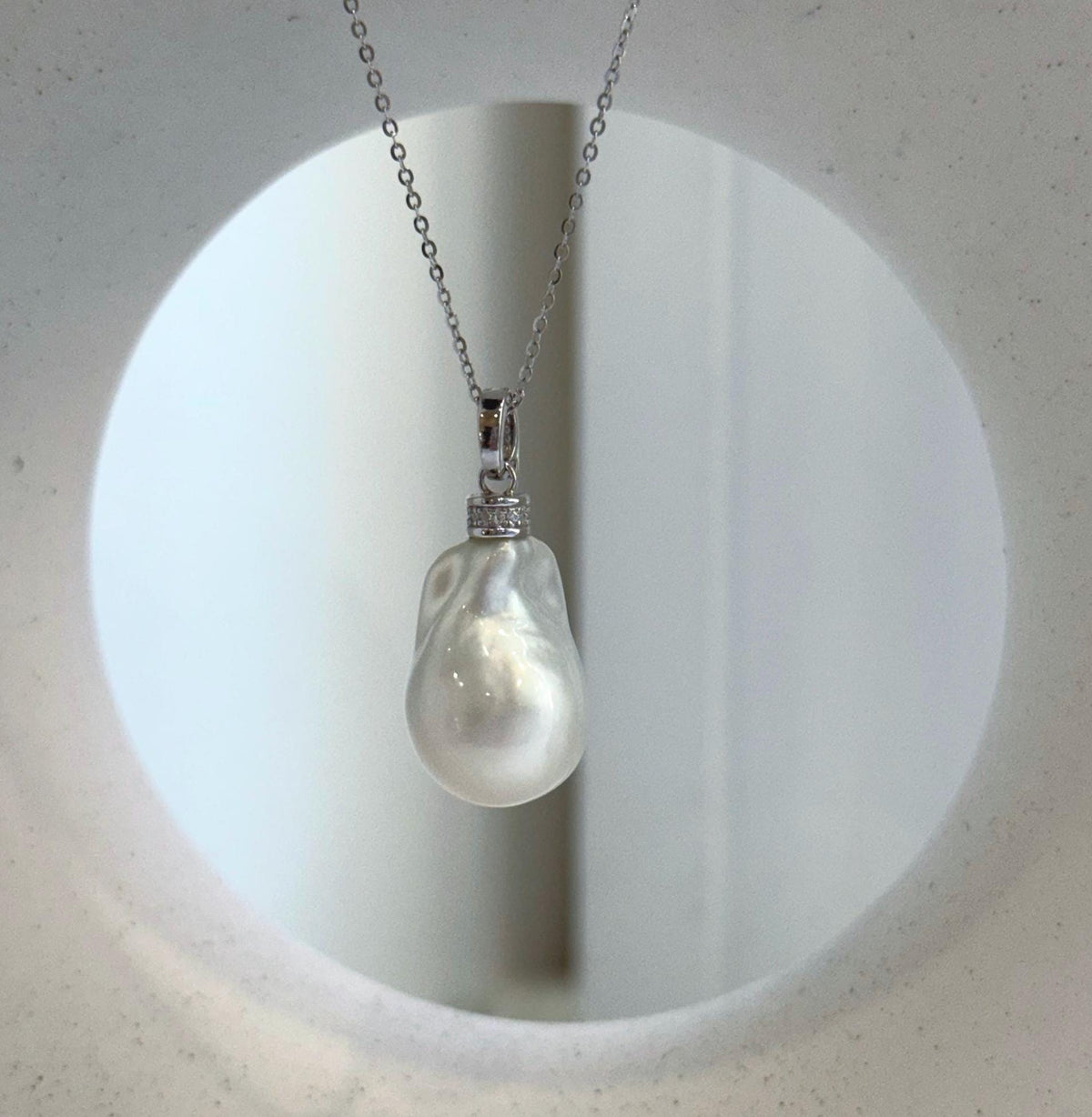 13.7x19.7mm Australian white silver pearl pendant in S925 sterling silver.