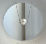 11.1mm genuine saltwater pearl necklace with an S925 sterling silver crescent pendant.