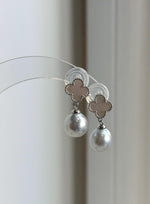 Elly’s Australian White Silver South Sea Pearl Drop Earrings | Genuine Saltwater Pearls | Clover S925 Sterling Silver | 2.3cm