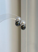 Tahitian and white freshwater pearl earrings with sparkling S925 sterling silver details.