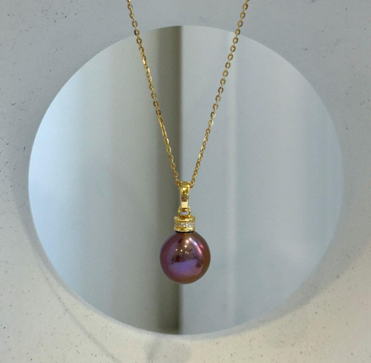 Elly’s 10.3–11.4mm Raspberry Rose Pearl Jewelry Set | Pendant Necklace & Hook Earrings | S925 Sterling Silver | Mirror Luster