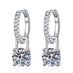 Round moissanite drop earrings with sparkling stone-accented hoops