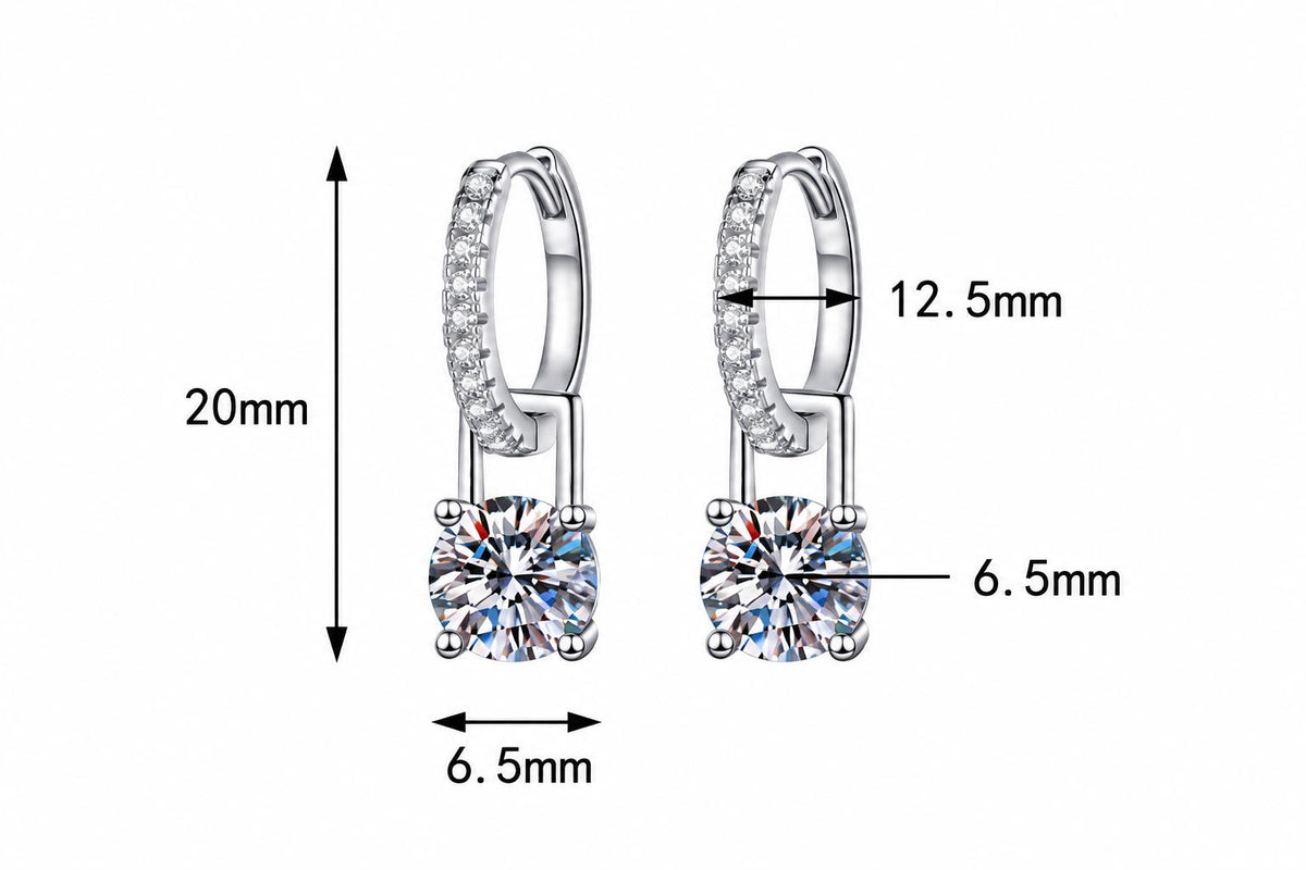 2 carat moissanite earrings with one carat center stone on each earring