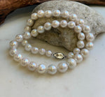 Hand-knotted white freshwater pearl necklace with S925 silver clasp