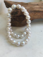 White iridescent freshwater pearl choker necklace with mirror luster
