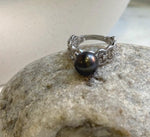 Genuine saltwater pearl ring crafted with gold-plated S925 sterling silver