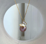 S925 sterling silver butterfly pendant featuring a genuine 12.2mm Edison pearl.
