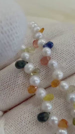 Super Value 4-4.5mm Multicolor Genius Gemstone Pearl necklace choker elegant attractive perfect anniversary gift for her. pearljewelry