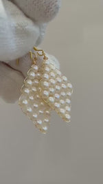 Elly’s 50pcs handmade braided Earrings strong luster ivory Pearl dazzling earrings S925 silver wedding bridesmaid earrings. 3.5mm