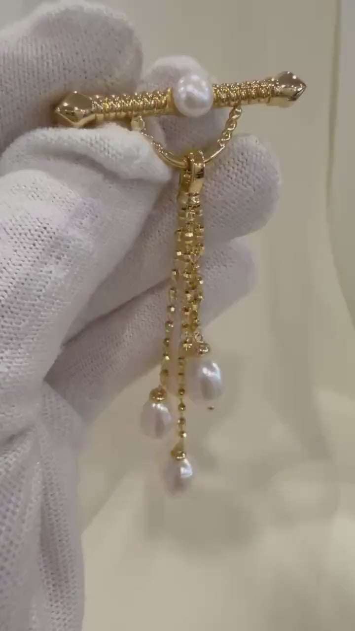 Elly’s 4pcs Waterfalls Brooch Pendant 2in1 Stylish Elegent Genius Pearl  Unique Happiness Meanful Gift for wife friends mom teacher.