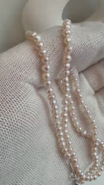 Elly’s Super Value! 3.5-4mm strong luster Freshwater rose round Pearls strand Necklace unique anniversary gift.Handknotted.