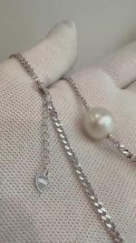 Elly’s 12.9mm Insale Australian ocean white pearl Necklace: Extreme luster, S925 silver thick chain necklace, to 17.7”