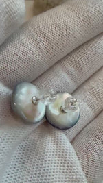 Elly’s DDP Insale strong luster sky blue ocean Mabe dazzling earrings stylish S925 silver earrings. 15.1mm