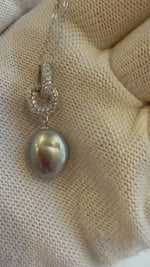 Tahitian Keshi Exceptional Elegant silver Pearl Ocean Pearl pendant adjustable chain Necklace unique gift for her. Pearl jewelry idea.