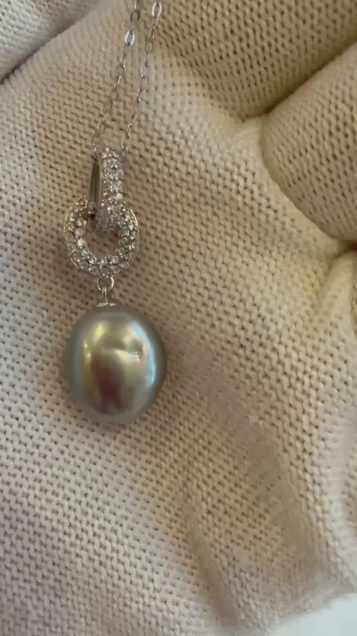 Tahitian Keshi Exceptional Elegant silver Pearl Ocean Pearl pendant adjustable chain Necklace unique gift for her. Pearl jewelry idea.